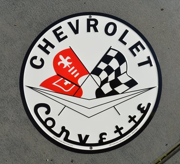 blikken Chevrolet Corvette (wit) bord 