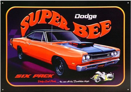 blikken Dodge Super Bee six pack bord