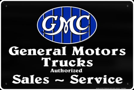 blikken GMC General Motors Trucks sales and service bord