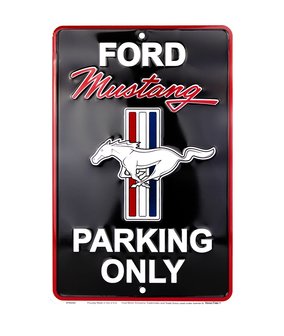blikken Ford Mustang parking only bord zwart
