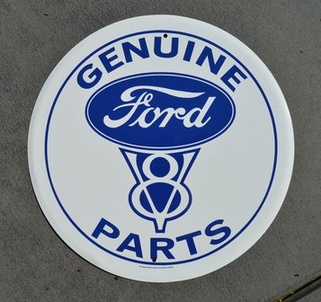 blikken Ford V8 genuine parts bord wit