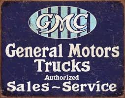 blikken GMC General Motors Trucks sales and service bord blue