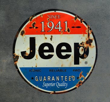 metalen Jeep since 1941 &lsquo;roestig&rsquo; bord