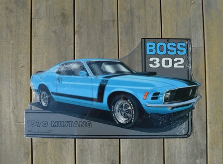 metalen Ford Mustang Boss 302 bord (blauw)