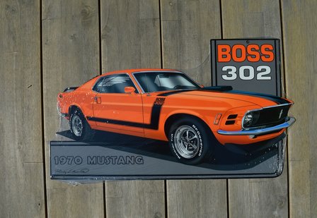 metalen Ford Mustang Boss 302 bord (oranje)