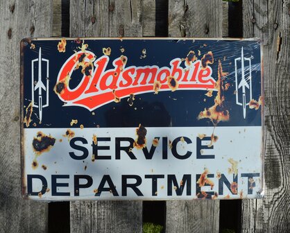 metalen Oldsmobile service department bord [rusty look]