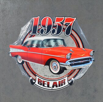 metalen 1957 Chevrolet Belair bord (rood)
