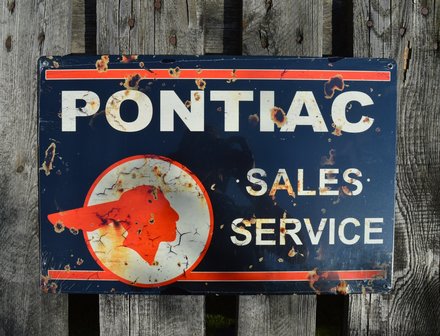 metalen Pontiac sales and service bord 