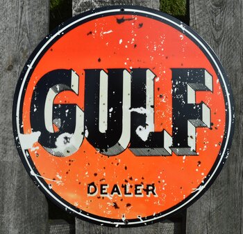 metalen Gulf dealer&#039;roestig&#039; bord