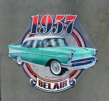 metalen 1957 Chevrolet Belair bord (groen)
