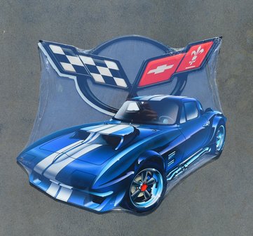 metalen Corvette C2 StingRay blue bord