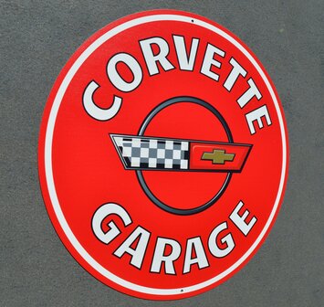metalen Corvette garage C4 rood bord&nbsp;