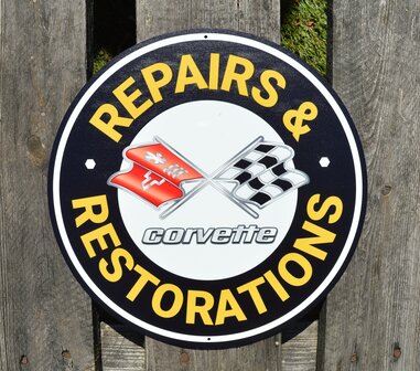 metalen Corvette repairs &amp; restorations bord&nbsp;