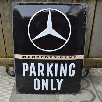 blikken Mercedes parking only bord 
