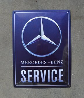 blikken Mercedes service bord blauw