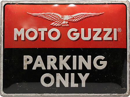 blikken Moto Guzzi parking only bord 
