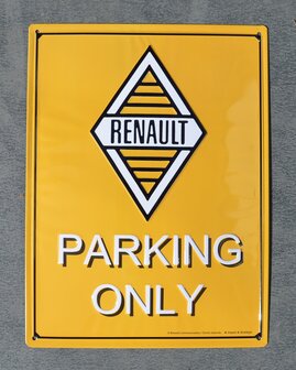 blikken Renault parking only bord 