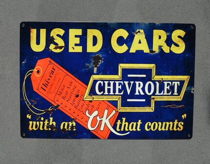 metalen Chevrolet used cars bord