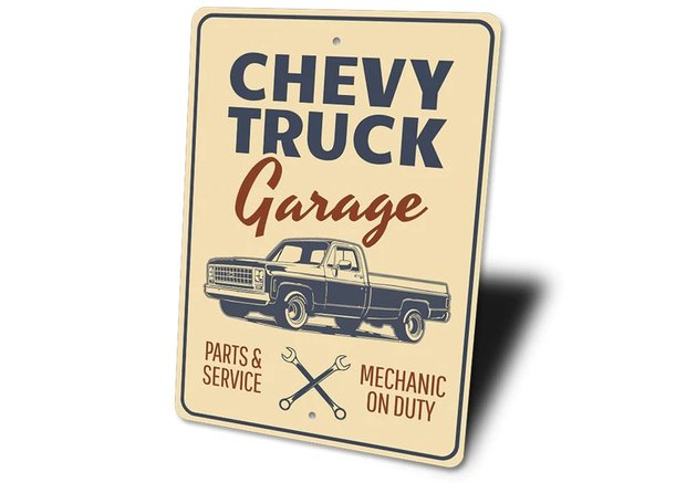 metalen Chevy truck garage bord 