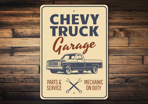 metalen Chevy truck garage bord 