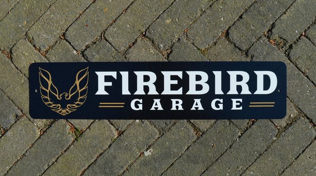 metalen Firebird garage bord