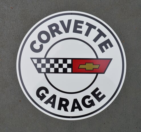 metalen Corvette garage C4 wit bord 