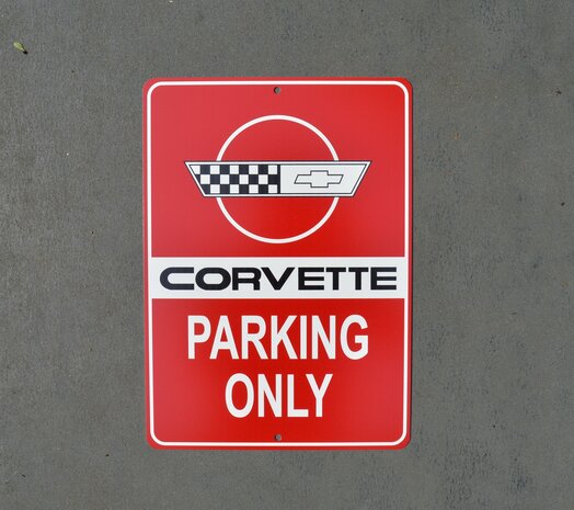metalen Corvette parking only bord (red)