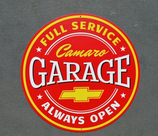 metalen Camaro garage full service rond bord 