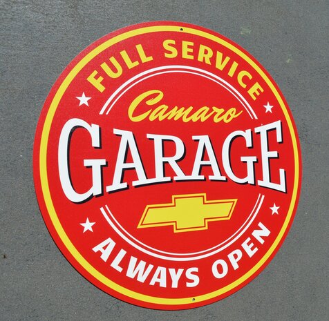 metalen Camaro garage full service rond bord 