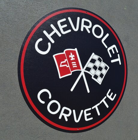 metalen Chevrolet Corvette rond bord 