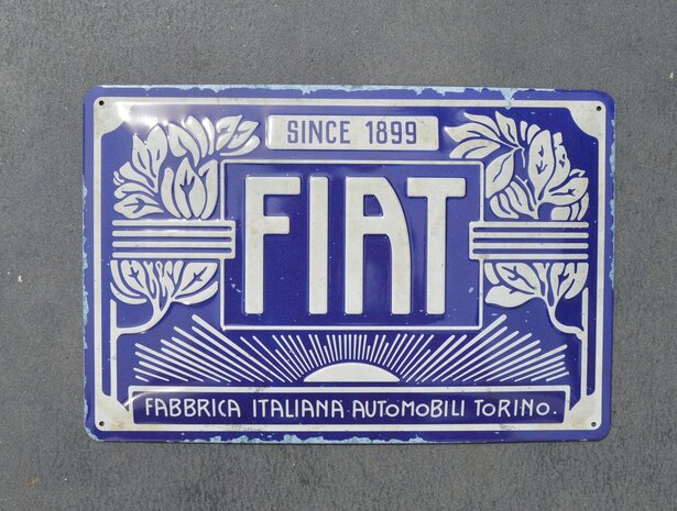 blikken Fiat since 1899 bord 20x30cm