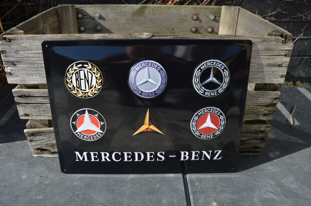 blikken Mercedes logo evolution bord