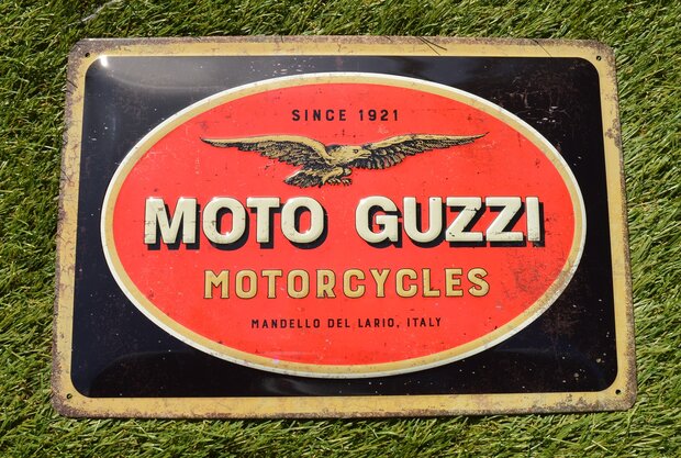 blikken Moto Guzzi since 1921 bord 20x30cm