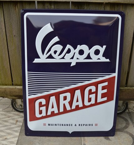 blikken Vespa garage bord 