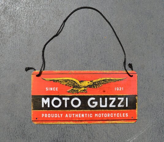 blikken Moto Guzzi logo bord 10x20cm